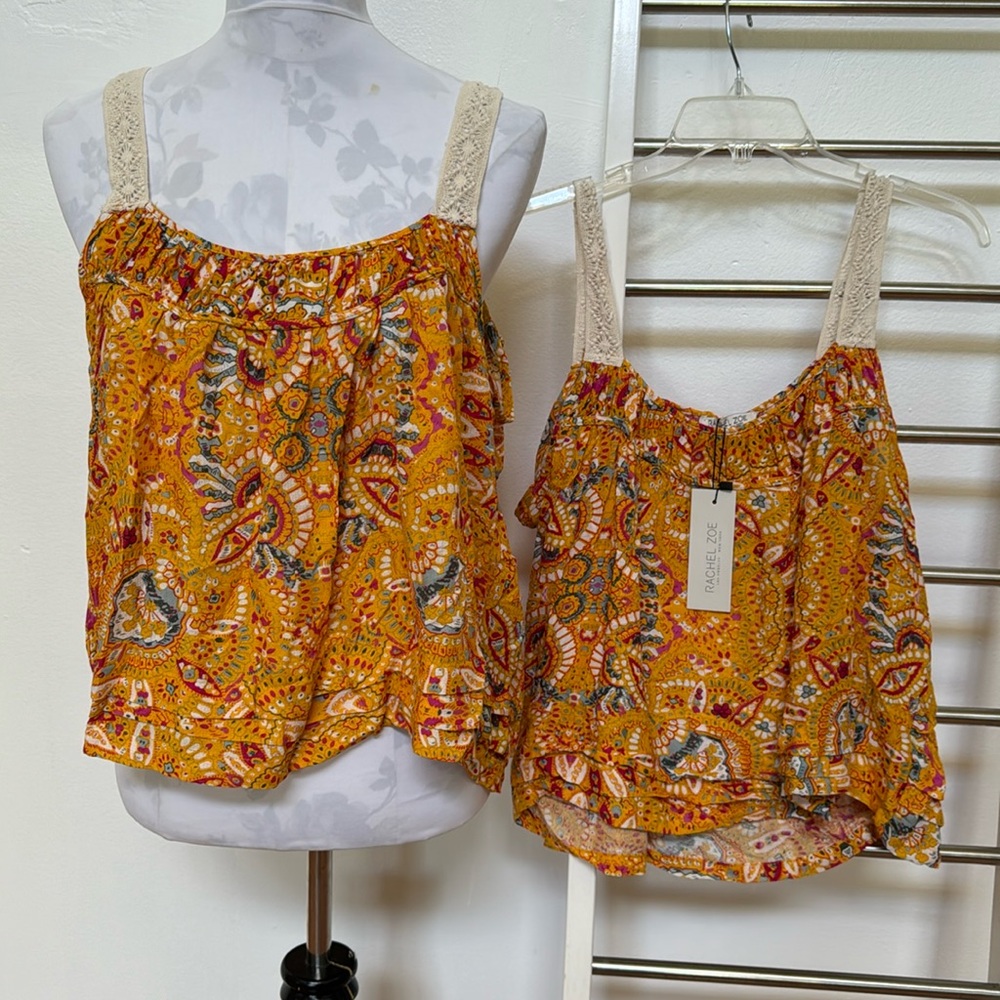 Rachel Zoe Orange Floral Print Macro Mai Straps - Picture 1 of 10